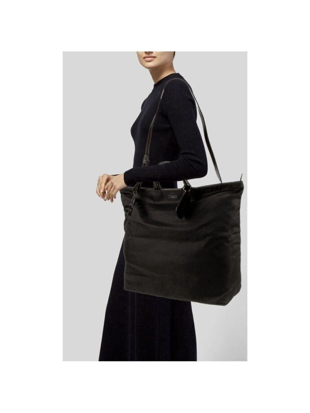 GUCCI 2 Way Shoulder/ Tote Bag Dark Navy Blue Nylon/leather
